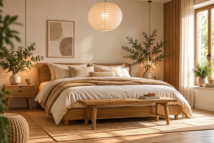 Slaapkamer in Japandi-stijl