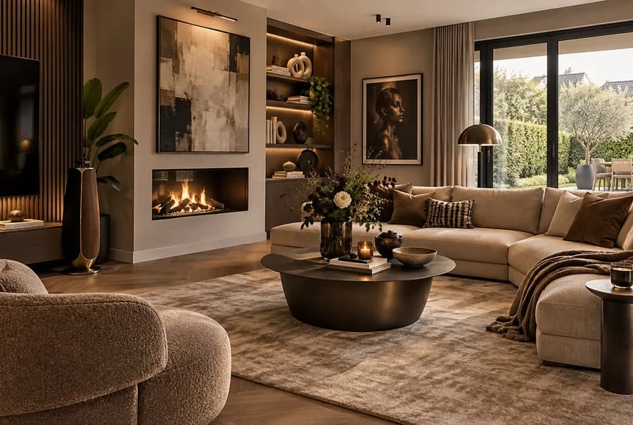 Hotel Chic woonkamer als voorbeeld van de stijl