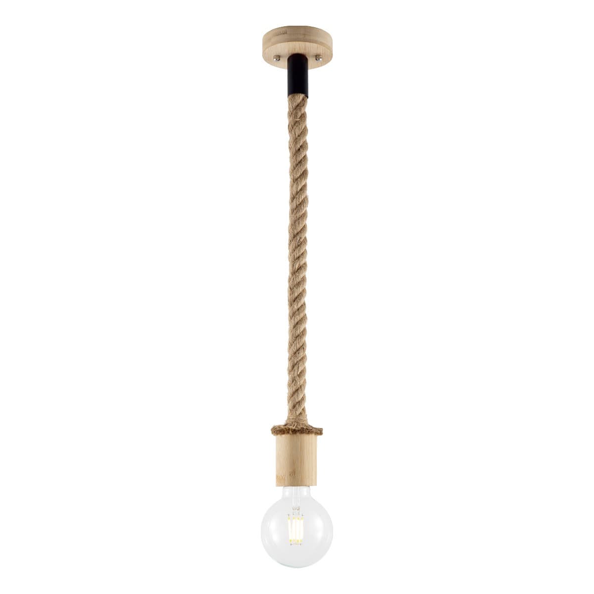 Landelijke Hanglamp Leonardo - hanglamp gemaakt van Touw - 11/11/115cm - geschikt voor E27 LED lichtbron - Pendellamp geschikt voor woonkamer, slaapkamer en keuken